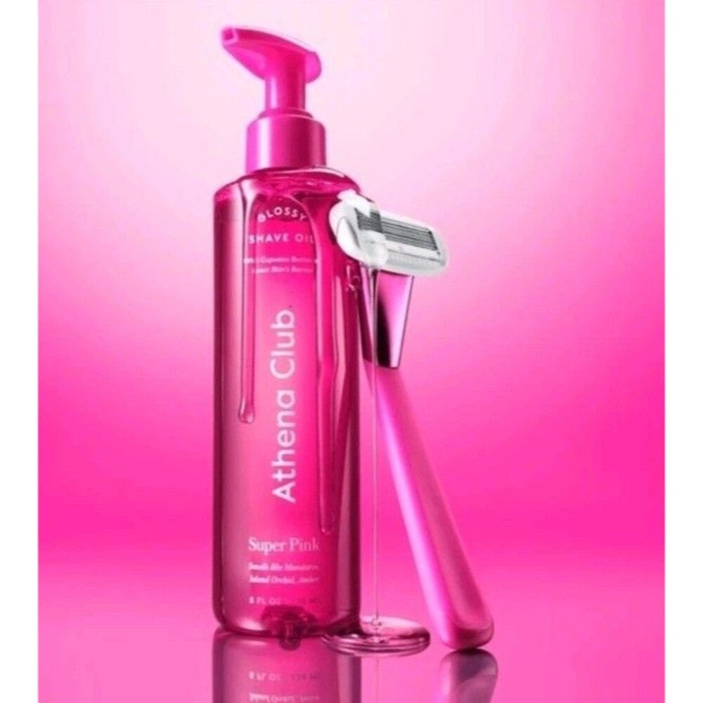 Athena Club Glossy Shave Oil for Women Super Pink 8 fl oz Hydrating Shaving Oil